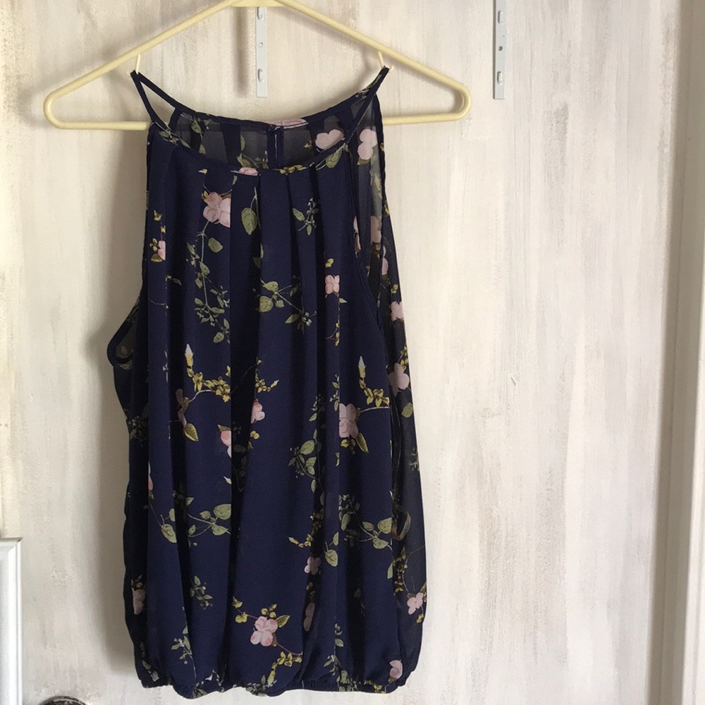 Blue floral halter top tank